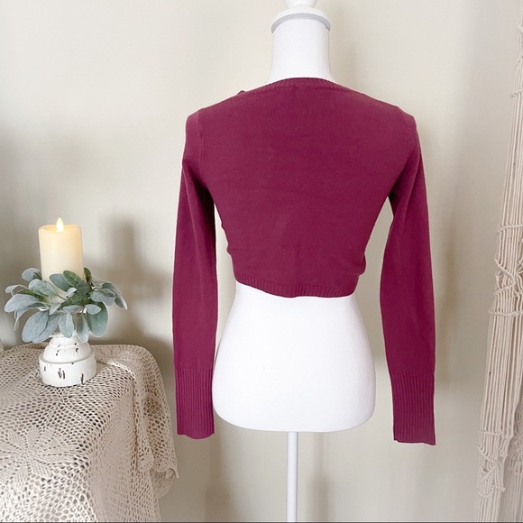 H&M Crop Purple Pink Long Sleeves Layering Top / Jacket - Picture 3 of 11